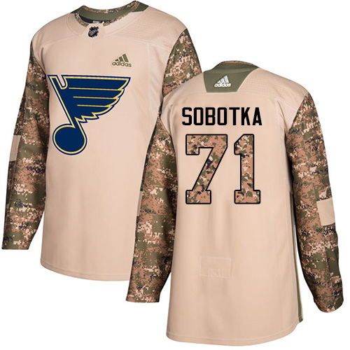 Adidas Blues #71 Vladimir Sobotka Camo Authentic Veterans Day Stitched NHL Jersey